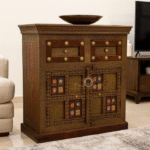 Brass and tile fitted side board