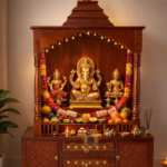 Handcrafted Wooden Temple  with Traditional Carvings