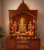 Handcrafted Wooden Temple  with Traditional Carvings