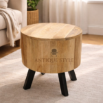 Solid Wood Round Coffee Table with Modern Legs