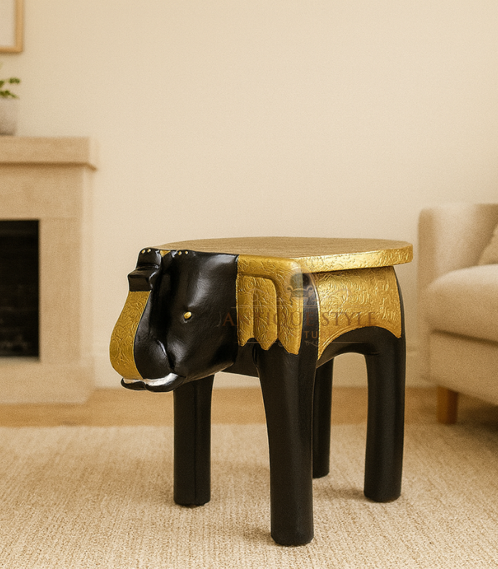 65 Carved Elephant Accent Table - Image 1