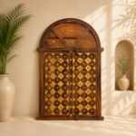 Rose Wood Brass Fitted Window