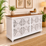 Mango wood carving sideboard