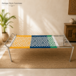 Traditional Handwoven Metal Charpai