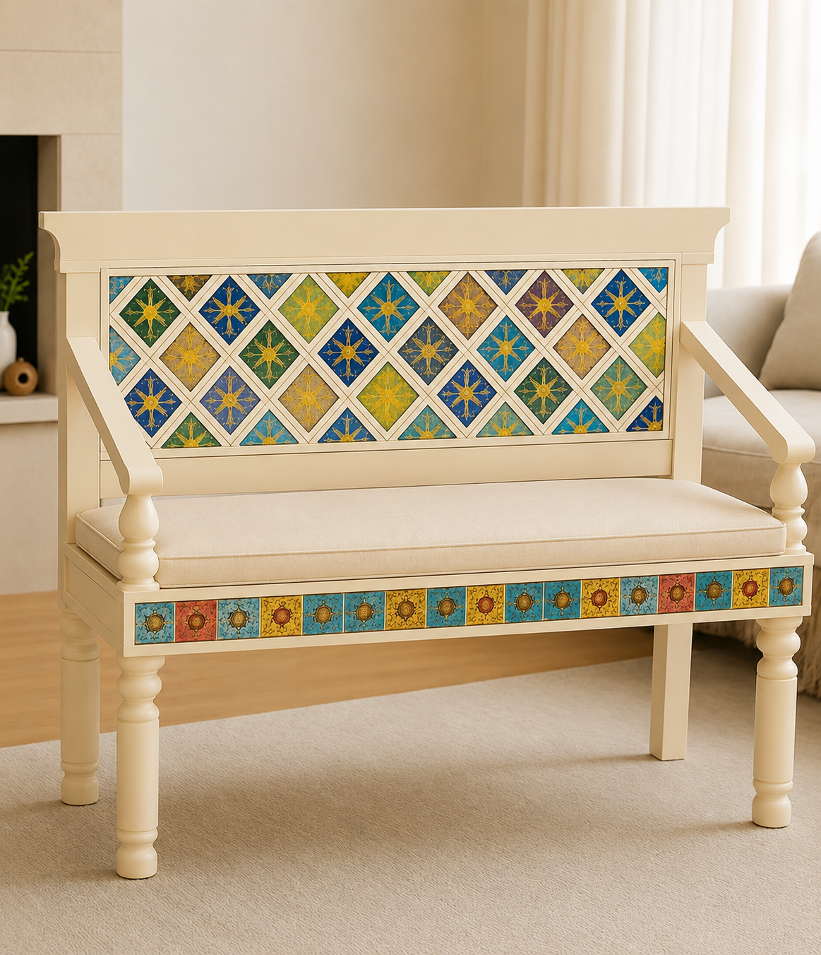 2 Seater Shesham Wood Sofa - Image 1