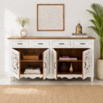 White Hand-Carved Sideboard - Image 2