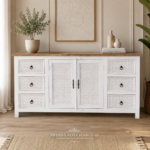 White Hand Carved Sideboard