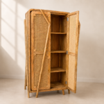 Mango Wood Cane Wardrobe - Image 2