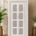 White Wash Wooden Carved Wardrobe