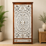 Mandala Hand-Carved Wooden Wardrobe