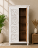 Hand Carved Floral Wardrobe - Image 2