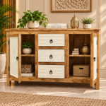 Hand-Carved Sideboard Cabinet - Image 2