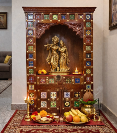 Wooden Mandir for Home in Sharjah | Handcrafted Mandir Cabinet