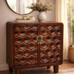 Geometric Pattern Solid Wood Sideboard Cabinet