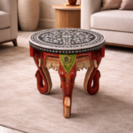 Hand Painted Wooden Elephant Stool