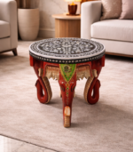 Hand Painted Wooden Elephant Stool