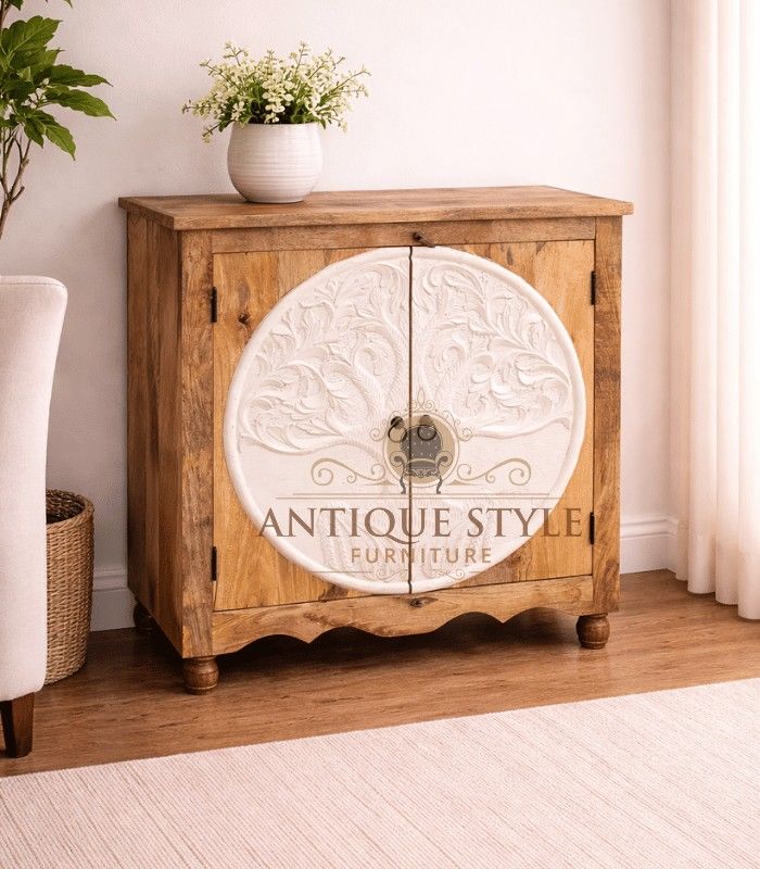 Mango-Wood-Hand-Carved-Sideboard Mango Wood Hand Carved Sideboard - Image 1