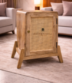 Cane Designed Wooden Bed Side