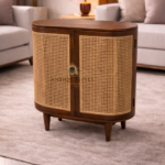 Cane Designed Wooden Side Board