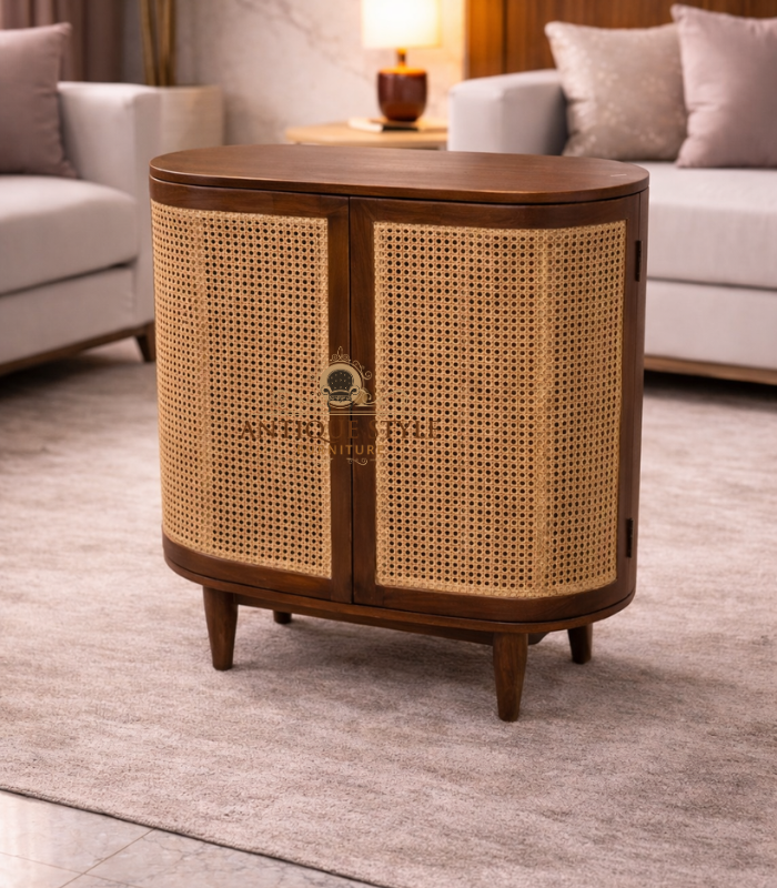 Cane Designed Wooden Side Board Cane Designed Wooden Side Board - Image 1