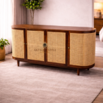 Cane Designed Wooden TV Stand