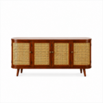 Cane Designed Wooden TV Stand