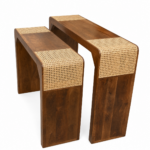Cane Designed Wooden Console Table