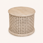Ivory Bloom Mango Wood Side Table