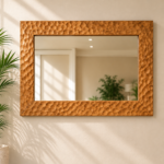 Natural Wood Console Table & Mirror Set - Image 3