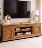 Mango Wood Hand Carved TV Stand