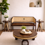 Sofa with Side Table Set Cane Designed