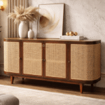 Cane Designed Wooden TV Stand