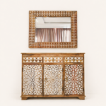 Wooden Inlay Sideboard with Mirror Frame