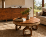 Artisan Solid Wood Coffee Table with Cane Detail