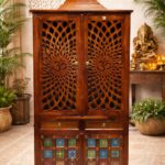 Wooden Carving Tile & Brass Fitted Temple