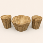 Lotus Shape Mango Wood Coffee Table Set
