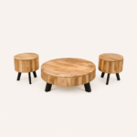Artisan Round Mango Wood Coffee Table Set