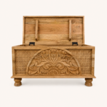 Artisan Cane Carved Storage Chest - Image 2