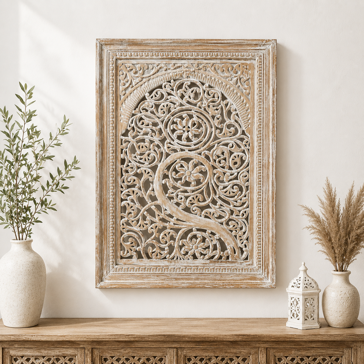 Rustic Scrollwork Wooden Panel - Image 1