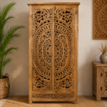 Mandala Hand Carved Wooden Almirah