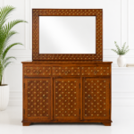 Brass Fitted Mirror Frame with Sideboard