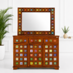 Tile Fitted Mirror Frame with Sideboard