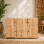 Wave Carved Mango Wood Sideboard - Image 3