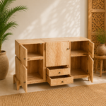 Wave Carved Mango Wood Sideboard - Image 2