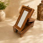 Vintage Wooden Shaving Box with Mirror
