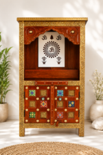 Brass Fitted Wooden Mandir
