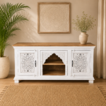 Mandala Whitewashed TV Unit