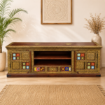 Brass-Fitted TV Console with Storage