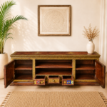Brass-Fitted TV Console with Storage - Image 2