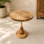 Mango Wood Pedestal Side Table